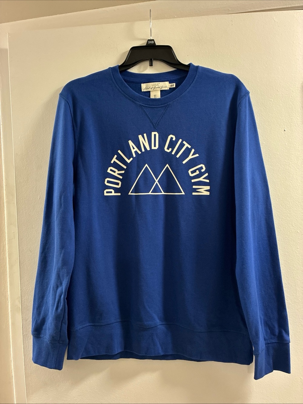 H&M Royal Blue Crewneck Sweater with White Portland City Gym Print
